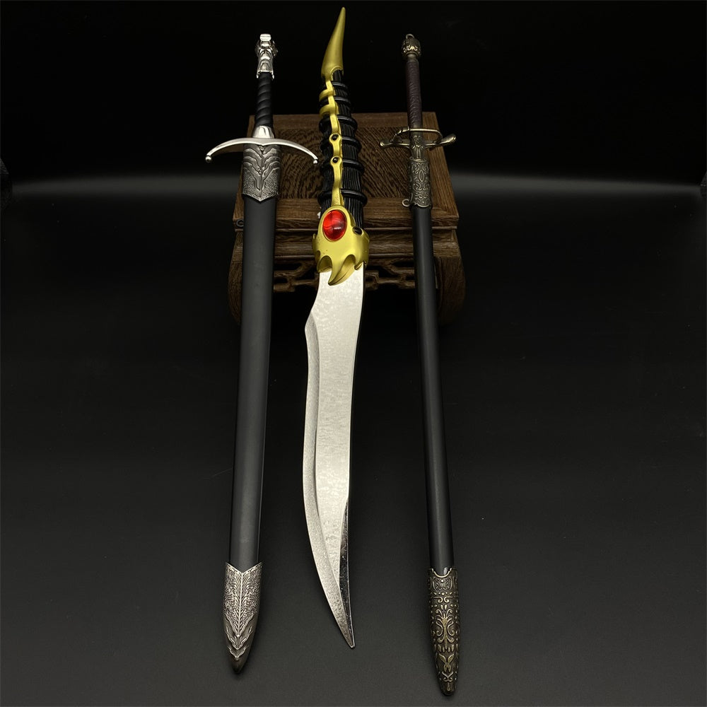 Middle Age Sword Artwork Dragon Bone Dagger Medieval Wolf Head Knight Sword Assassin Rapier Sword